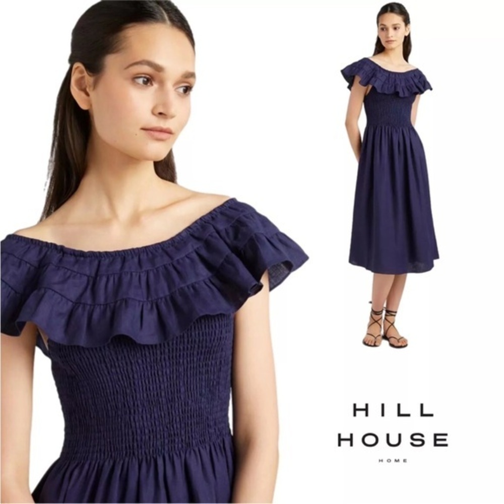 Hill House Home Akilah Linen Nap Dress Navy Blue
